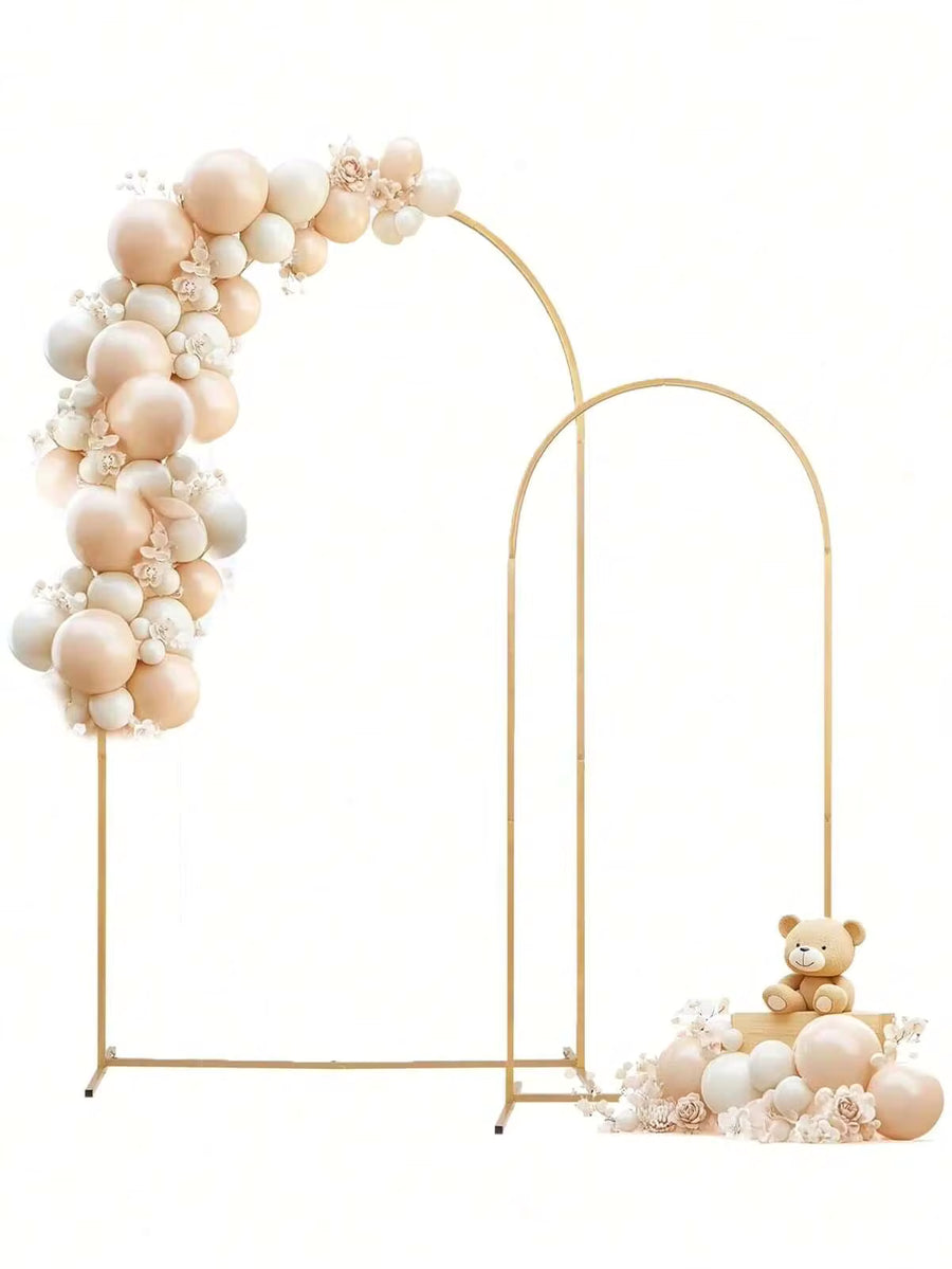 2 Pack Metal Arch Backdrop Stand(7.2FT/6FT), Decorative Balloon Arch Stand, Easy Assembly Gold Wedding Arch, Stable Backdrop Arch Stand For Wedding Ceremony, Birthday Party, Baby Shower