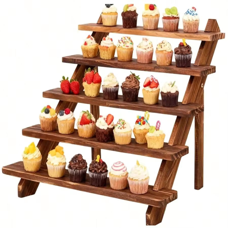 Retro Wooden Multi-Functional Display Stand, Rustic Wooden Cupcake Holder, Wedding And Party Dessert Cupcake Stand, Suitable For Jewelry, Desserts And Other Occasions.